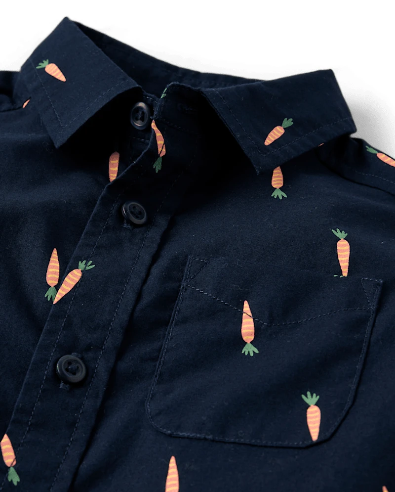 Baby And Toddler Boys Carrot Poplin Button Up Shirt