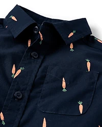 Baby And Toddler Boys Carrot Poplin Button Up Shirt