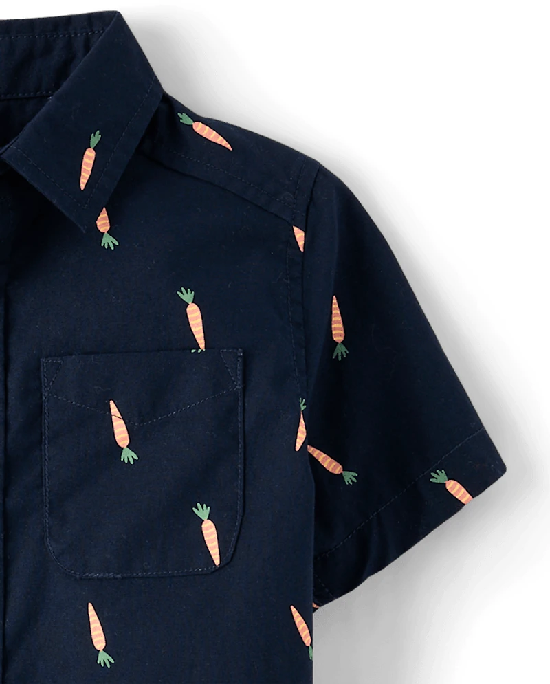 Baby And Toddler Boys Carrot Poplin Button Up Shirt