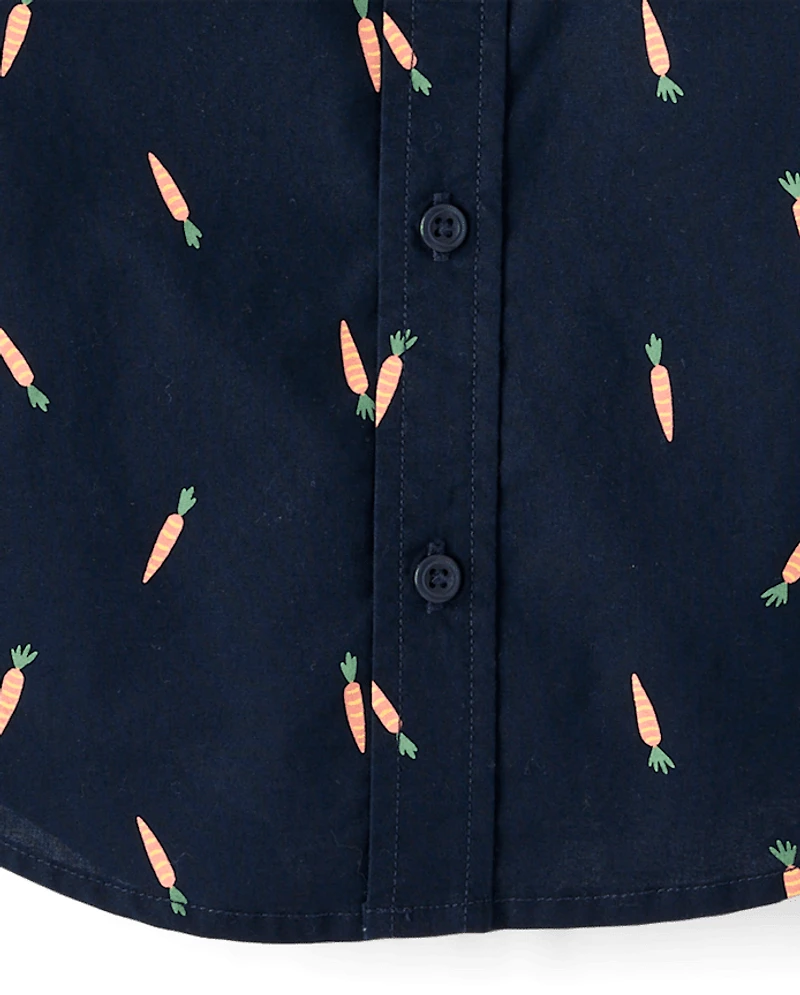 Baby And Toddler Boys Carrot Poplin Button Up Shirt
