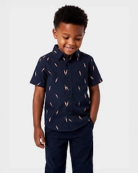 Baby And Toddler Boys Carrot Poplin Button Up Shirt