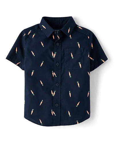 Baby And Toddler Boys Carrot Poplin Button Up Shirt