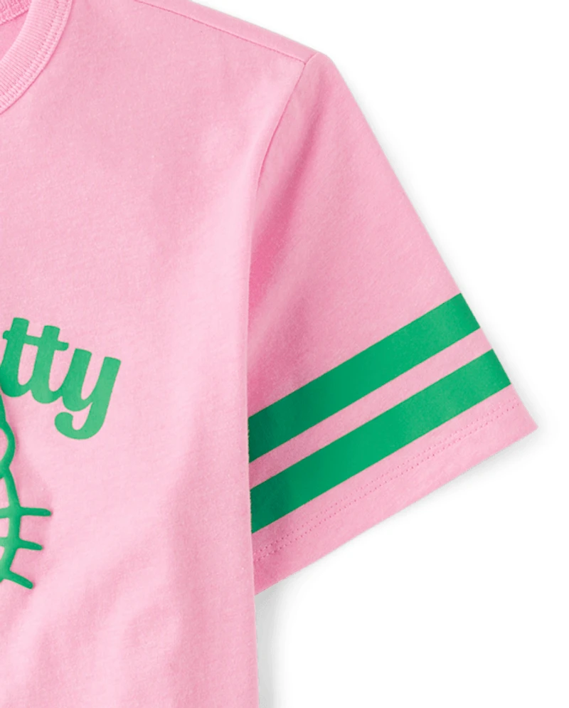 Girls Hello Kitty® Puff Print St. Patrick's Day Varsity Graphic Tee