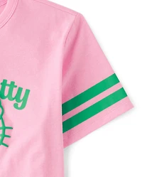 Girls Hello Kitty® Puff Print St. Patrick's Day Varsity Graphic Tee