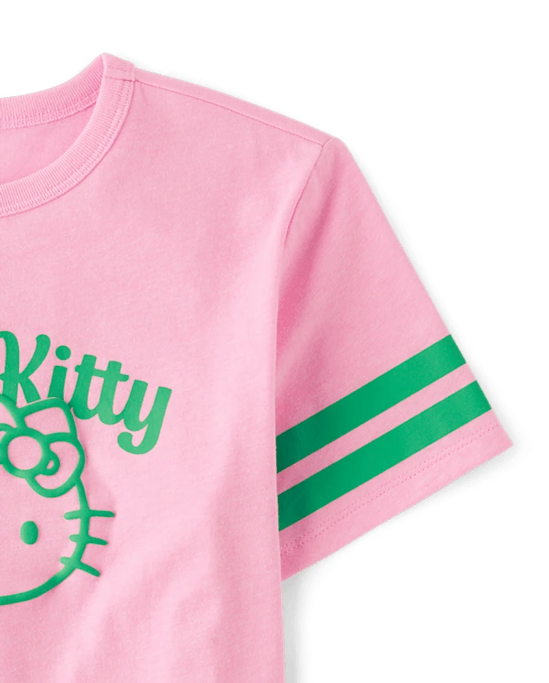 Girls Hello Kitty® Puff Print St. Patrick's Day Varsity Graphic Tee