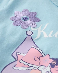 Toddler Girls Kuromi™ Satin Stitch Embroidered Floral Graphic Tee