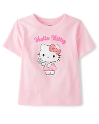 T-shirt graphique Hello Kitty® à paillettes et imprimé en relief pour petites filles