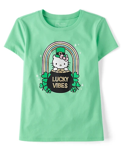 T-shirt graphique Hello Kitty® à paillettes pour filles, spécial Saint-Patrick
