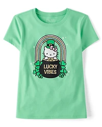 T-shirt graphique Hello Kitty® à paillettes pour filles, spécial Saint-Patrick