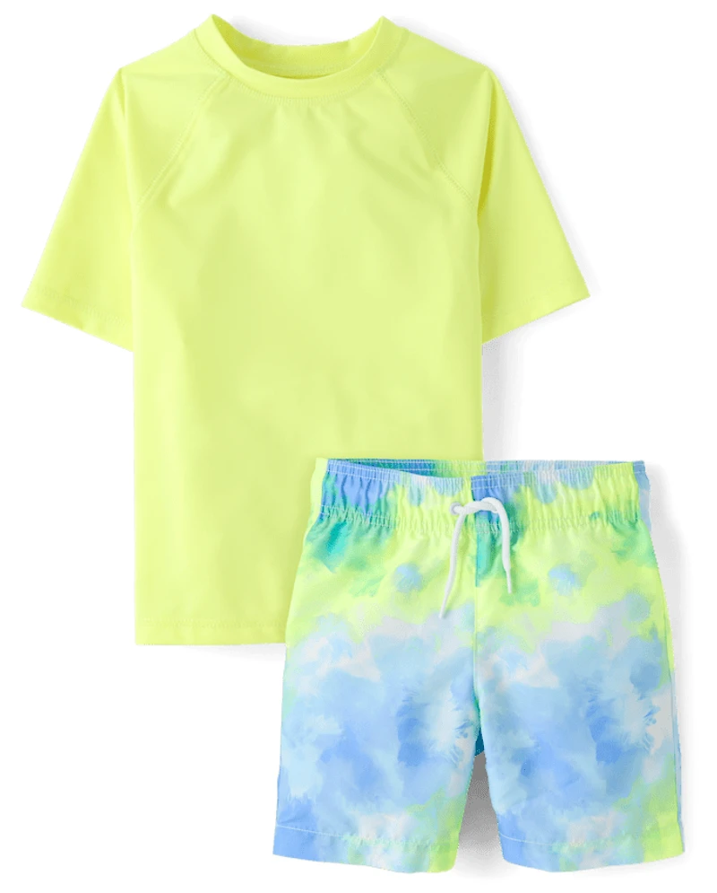 Boys Print Rashguard Swimsuit