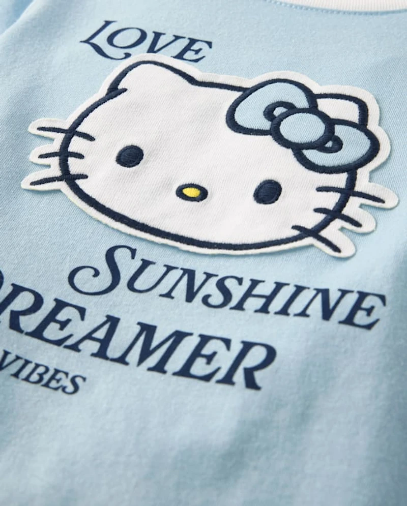 Toddler Girls Hello Kitty® Applique Happy Vibes Ringer Graphic Tee