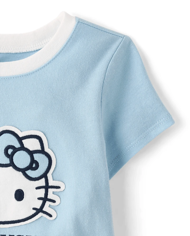 Toddler Girls Hello Kitty® Applique Happy Vibes Ringer Graphic Tee