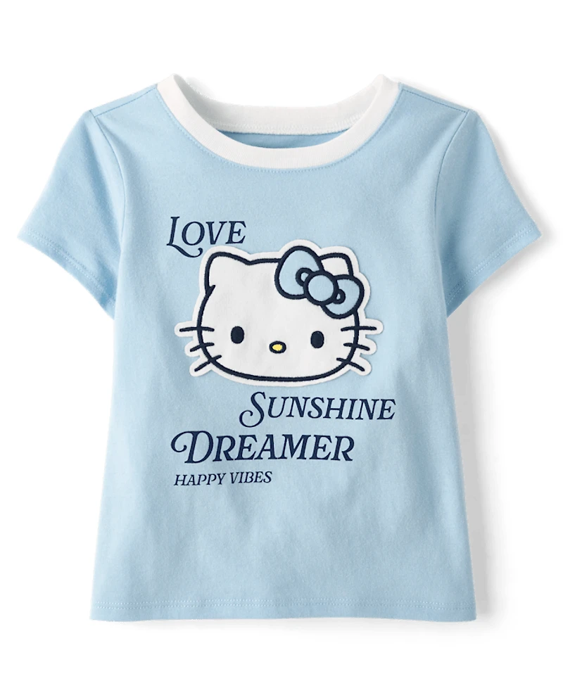 Toddler Girls Hello Kitty® Applique Happy Vibes Ringer Graphic Tee