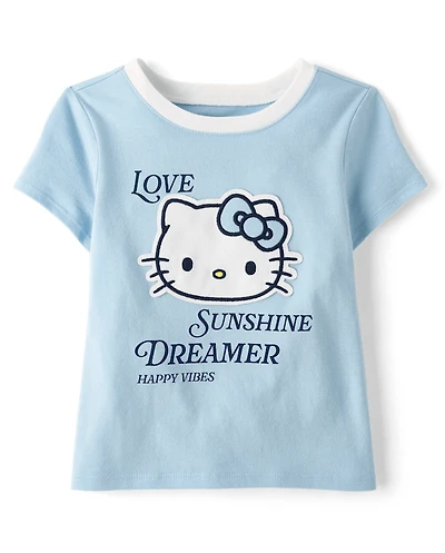 Toddler Girls Hello Kitty® Applique Happy Vibes Ringer Graphic Tee