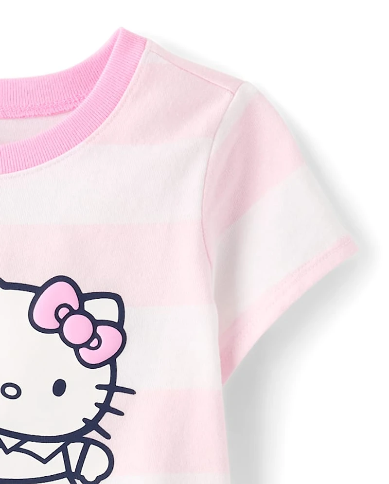 Toddler Girls Hello Kitty® Striped Puff Print Tennis Ringer Graphic Tee