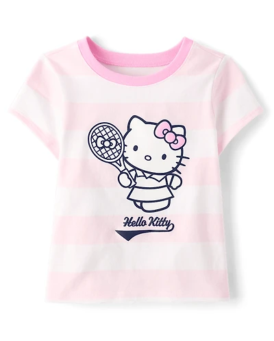 Toddler Girls Hello Kitty® Striped Puff Print Tennis Ringer Graphic Tee