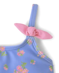 Baby And Toddler Girls Floral Tie Shoulder Swimsuit