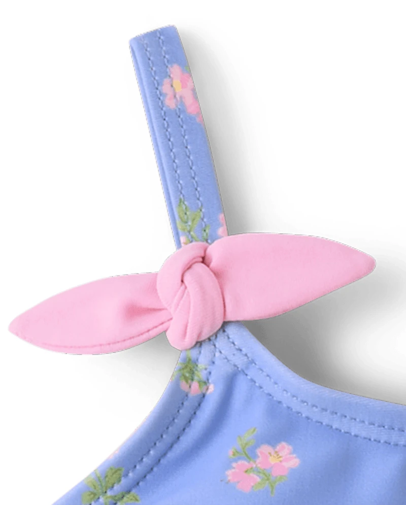 Baby And Toddler Girls Floral Tie Shoulder Swimsuit