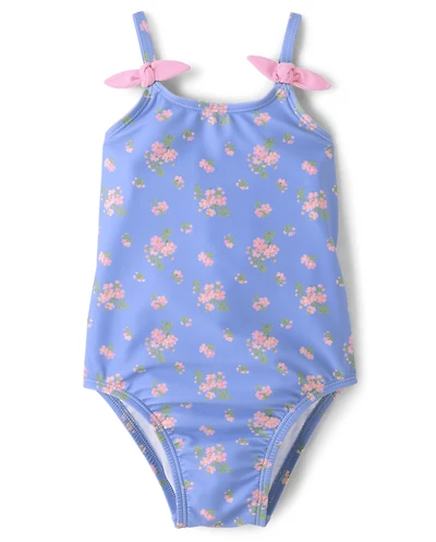 Baby And Toddler Girls Floral Tie Shoulder Swimsuit