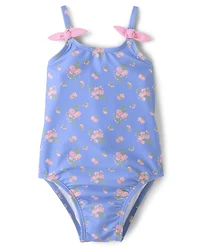 Baby And Toddler Girls Floral Tie Shoulder Swimsuit