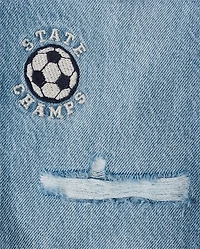 Baby And Toddler Boys Embroidered Varsity Ripped Baggy Jeans