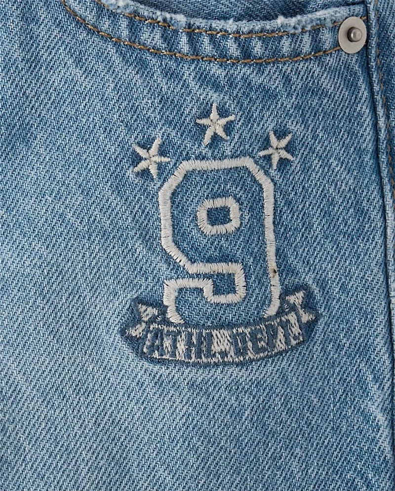 Baby And Toddler Boys Embroidered Varsity Ripped Baggy Jeans