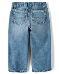 Baby And Toddler Boys Embroidered Varsity Ripped Baggy Jeans