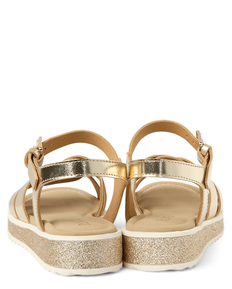 Girls Metallic Glitter Sandals