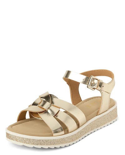 Girls Metallic Glitter Sandals