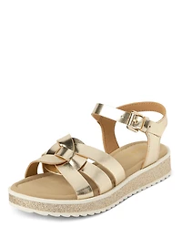 Girls Metallic Glitter Sandals