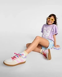 Girls Floral Beaded Low Top Sneakers