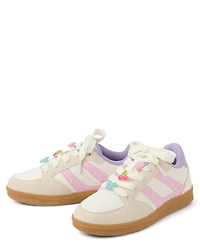 Girls Floral Beaded Low Top Sneakers