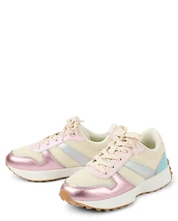 Girls Metallic Colorblock Low Top Sneakers