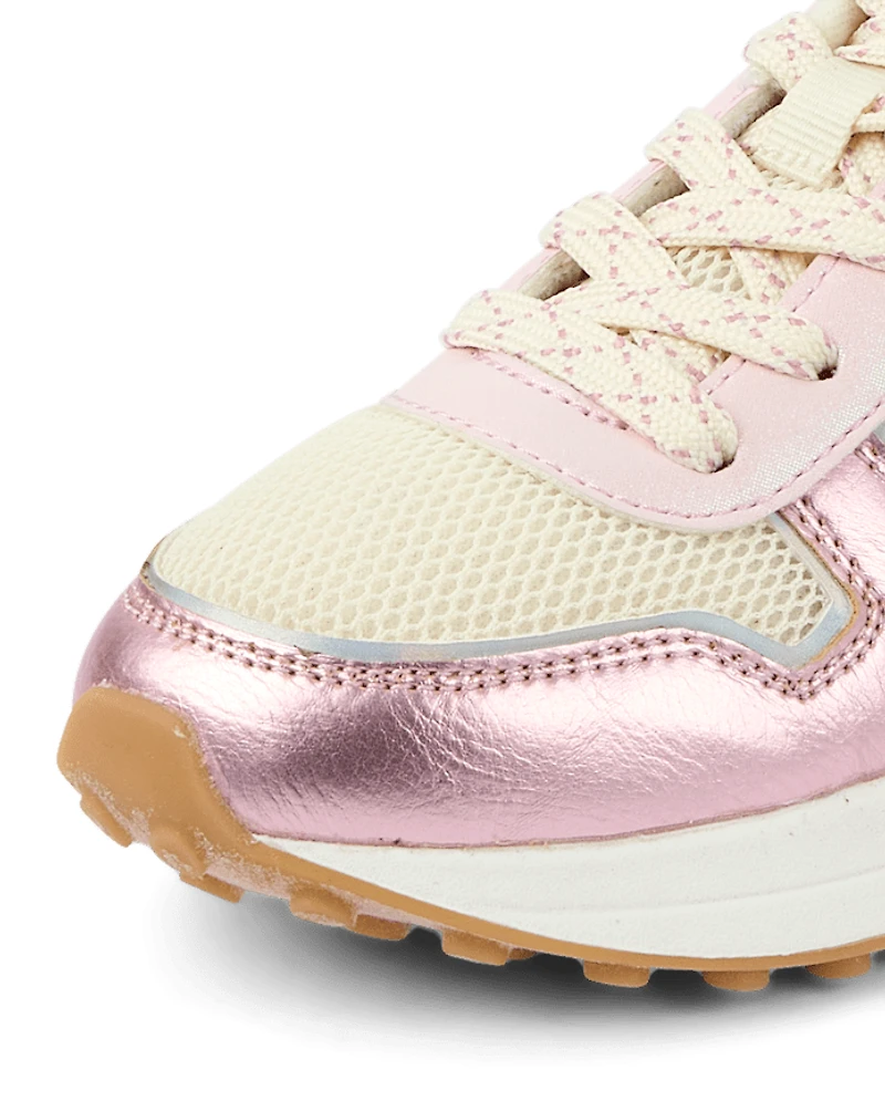 Girls Metallic Colorblock Low Top Sneakers