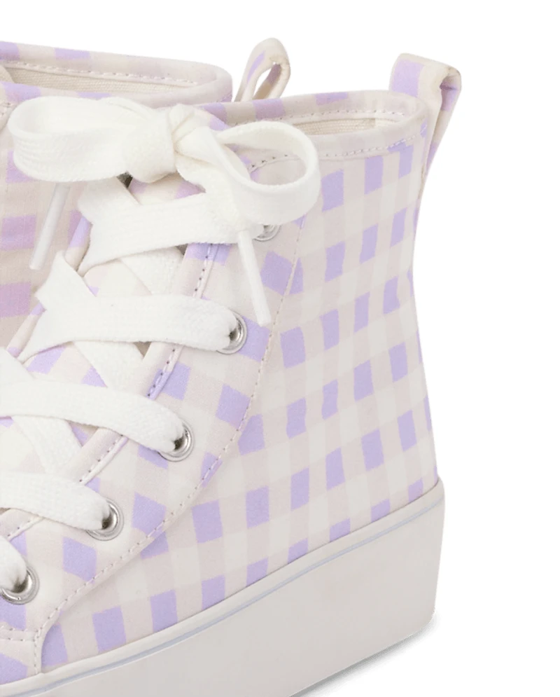 Girls Gingham High Top Sneakers