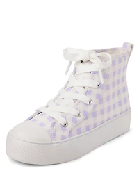 Baskets montantes à carreaux pour filles