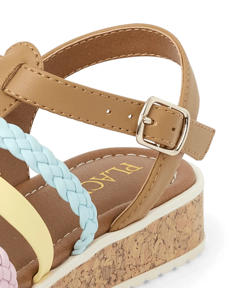 Girls Rainbow Braided Sandals