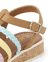 Girls Rainbow Braided Sandals