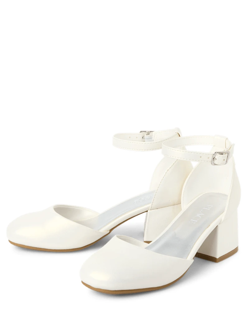 Girls Shimmer Block Heels