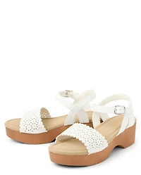 Girls Perforated Platform Clog Sandals