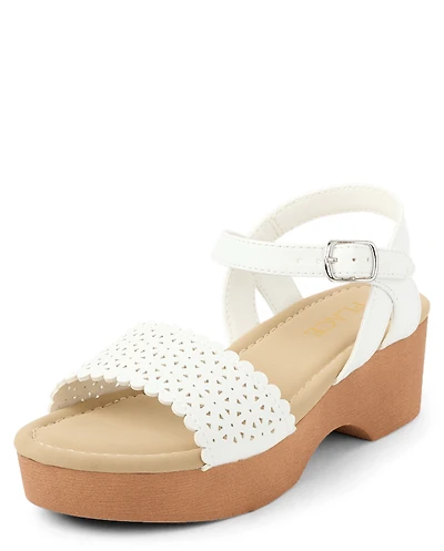 Girls Perforated Platform Clog Sandals