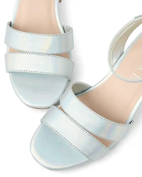 Girls Metallic Block Heels