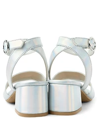Girls Metallic Block Heels