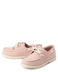 Girls Beaded Boat Shoes