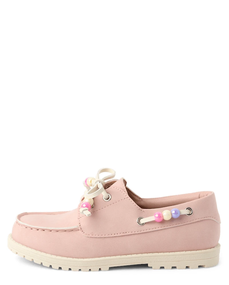 Girls Beaded Boat Shoes