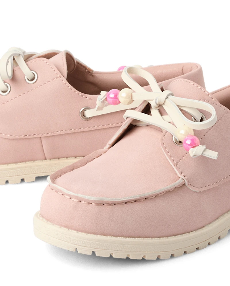 Girls Beaded Boat Shoes