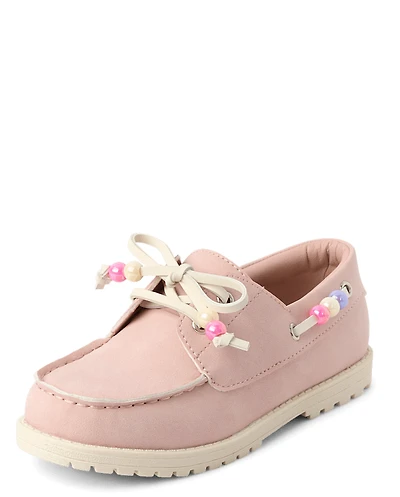 Girls Beaded Boat Shoes