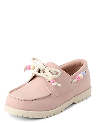Girls Beaded Boat Shoes
