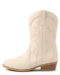 Girls Embroidered Floral Cowgirl Boots
