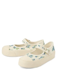 Girls Floral Mary Jane Sneakers